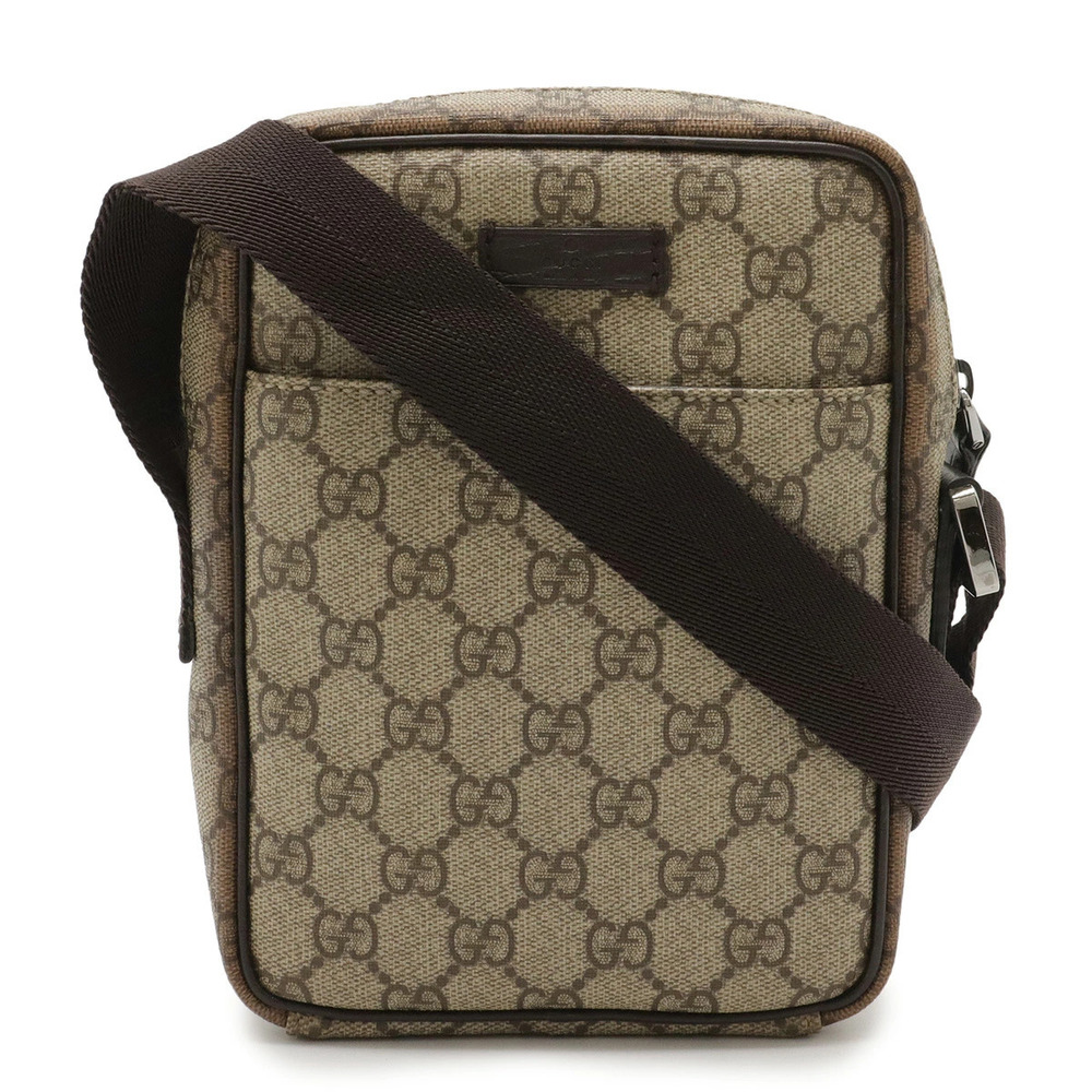 Gucci GG Plus Supreme Crossbody Bag Leather Beige Brown Cream